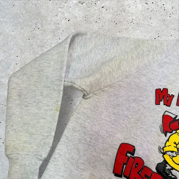 Vintage Kids My Daddy Is a Firefighter Sweatshirt Fruit of the Loom USA 14-16 - Picture 5 of 11